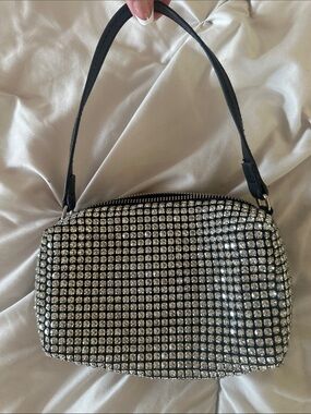 Black Rhinestone Evening Shoulder Bag - Sleek Sparkle